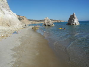 Fyriplaka Beach, one of our favorites on Milos, Greece. Photo by Clark Norton 