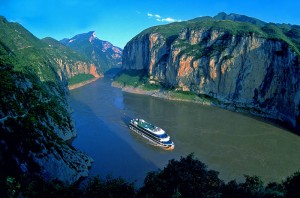 A boat sails through Qutang Gorge, one of the fabled Three Gorges, along China's Yangtze River. Photo by Liu Liqun/ChinaStock.