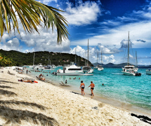 The beach at Jost Van Dyke today -- deceptively peaceful. Photo by nickelstar, on Flickr. 