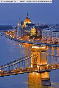 Budapest's Chain Bridge over the Danube by night. Photo by Dennis Cox, WorldViews