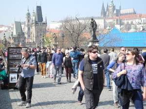 Prague's famous Charles Bridge is often jam-packed with tourists. Photo by Clark Norton