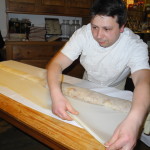 Strudel dough stretched so thin you could read a love letter through it. Photo by Jade Chan. 