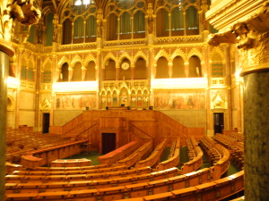 Interior chamber of the Hungarian Parliament. Photo by Clark Norton