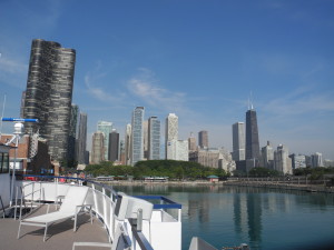The Chicago skyline as seen from the deck of the Grand Mariner. Photo by Catharine Norton.