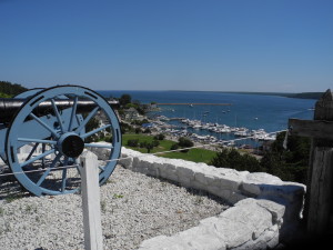 The cannon at Fort Mackinac overlooks the harbor on Mackinac Island. Photo by Catharine Norton