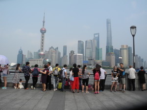 Selfie, anyone? Walkway along the Huangpu River, with Pudong in background. Photo by Catharine Norton. 