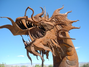 This dragons' head is one of sculptor Ricardo Breceda's most riveting works. Photo by Catharine Norton. 