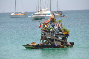 The vegetable and fruit boat on Rodney Bay, St. Lucia. Photo by Amy El-Bassioni.