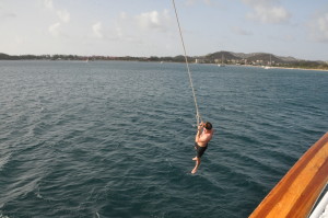 The rope swing in action. Photo by Amy El-Bassioni. 
