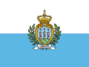 San Marino's flag -- proudly independent. 