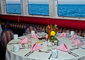 The dining room aboard the Grande Mariner. Photo from Blount Small Ship Adventures. 