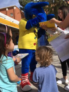 Conrad meets his idol, Pete the Cat. Photo by Nona Patrick.