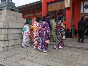 Kyoto women in traditional garb. 