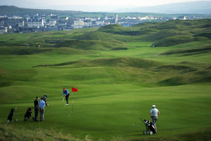The green links of a golf course in County Clare, Ireland. "Golf" has not caught on as a girl's name, though Ireland has. Photo by Dennis Cox/WorldViews.