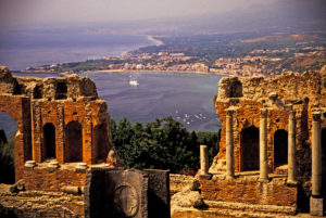 Taorimina, Sicily, Italy: Roman ruins overlooking the harbor. Photo from Dennis Cox/WorldViews