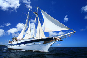 The Diamant, Island Windjammers' 12-passenger sailing ship. Photo from Island Windjammers