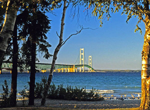 The Mackinac Bridge spans the straits between the Upper Peninsula and Michigan's lower half. Photo by Dennis Cox/WorldViews