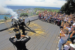 Mackinac Island, Michigan: Cannon firing at Fort Mackinac. Photo by Dennis Cox/WorldViews