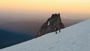 Climbing snow-covered Mt. Hood. Photo by Bill Bens. 