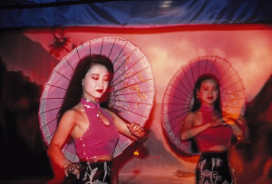 Yangtze River: Dancers at entertainment stop for cruise ships. Photo by Dennis Cox/WorldViews