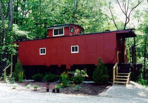 At Hocking Hills, you can stay in an antique caboose. Photo from Lazy Lane Cabins. 