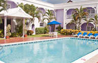 The Bay Gardens Inn has a central courtyard with pool.  Photo from Bay Gardens Inn.