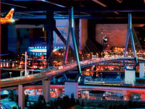 Hamburg at night, in miniature. Photo courtesy of Miniatur Wunderland