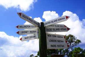 Signposts suggest Pitcairn's remoteness. 