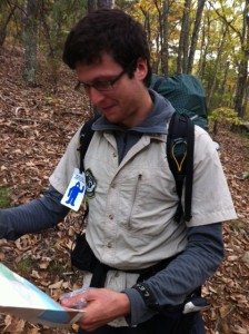 Fletcher the Ridge Runner consults his map. Photo by Clark Norton