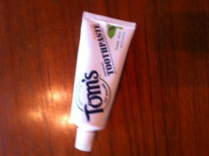 Tom's of Maine toothpaste in the "grab-and-go" three-ounce travel size. Photo by Clark Norton