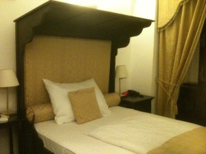 A medieval-style bed at the Hotel Ruze. Photo by Jade Chan