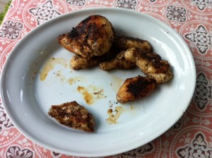 A platter of tasty grilled chicken. Can chocolate and butter be far behind?