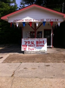 A colorful local sandwich shop, closed for the holiday. Photo by Clark Norton